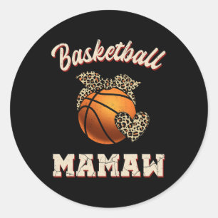 Basketball Mamaw Bandana Leopard Heart Fans Mother Classic Round Sticker