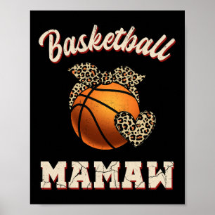 Basketball Mamaw Bandana Leopard Heart Fans Mother Poster