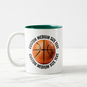 Basketball & Medium Text HUNTER GREEN 11oz Custom Two-Tone Coffee Mug