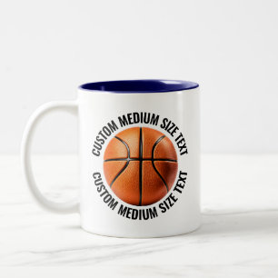 Basketball & Medium Text NAVY BLUE 11oz Custom Two-Tone Coffee Mug