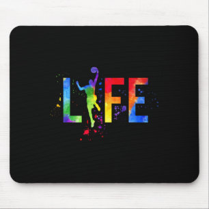 Basketball Mens Ball is Life Watercolor Basketball Mouse Pad