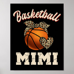 Basketball Mimi Bandana Leopard Heart Fans Mother' Poster
