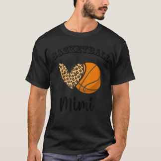 Basketball Mimi Leopard Heart Sports Players Mothe T-Shirt