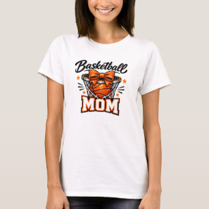 Basketball Mom Basketball Net Ribbon Bow Game Day T-Shirt