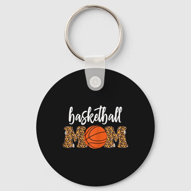 Basketball Mom Cute Leopard Basketball Gifts for M Keychain (Front)