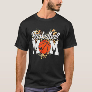 Basketball Mom Cute Leopard Heart Mother's Day T-Shirt
