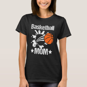 Basketball Mom Cute Novelty Distressed T-Shirt