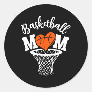 Basketball Mom Cute Novelty Distressed Women Mothe Classic Round Sticker