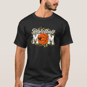 Basketball Mom Funny Mothers Day Leopard Heart Bal T-Shirt