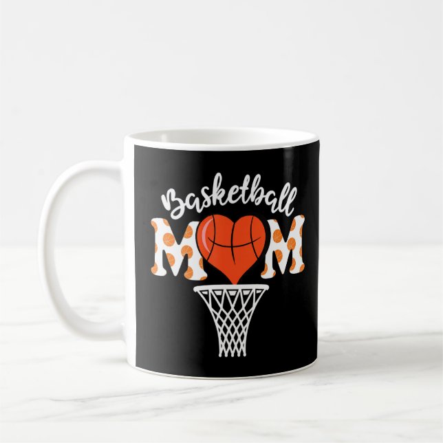Basketball Mom Heart Funny Sport Lovers Mother's D Coffee Mug (Left)