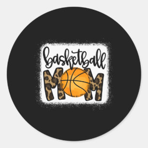 Basketball Mom Leopard Basketball Mama  Classic Round Sticker
