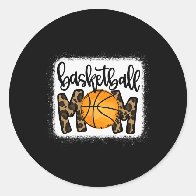 Basketball Mom Leopard Basketball Mama  Classic Round Sticker (Front)