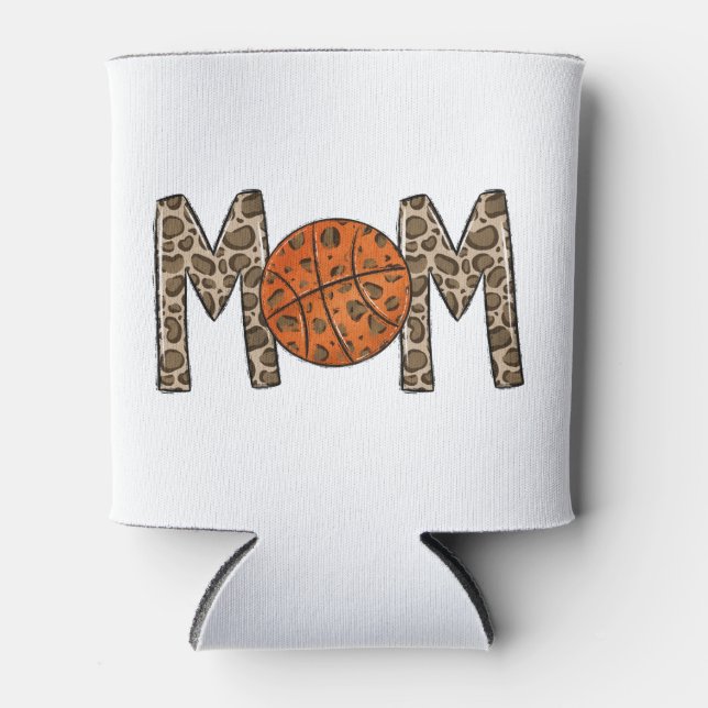Basketball Mom Leopard Can Cooler (Front)