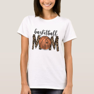 Basketball Mom Leopard Funny Sports Players Mother T-Shirt
