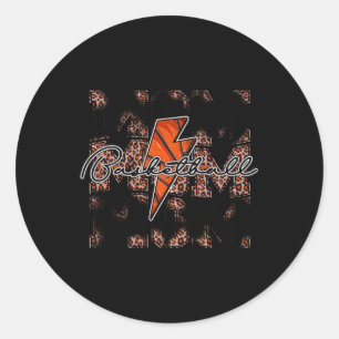 Basketball Mom leopard lightning bolt basketball g Classic Round Sticker