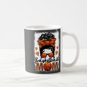 Basketball Mom Leopard Messy Bun Game Day Mother S Coffee Mug