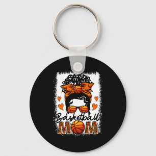 Basketball Mom Leopard Messy Bun Game Day Mother S Keychain