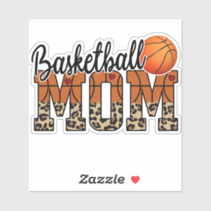 Basketball Mom Leopard Print Ball Sticker