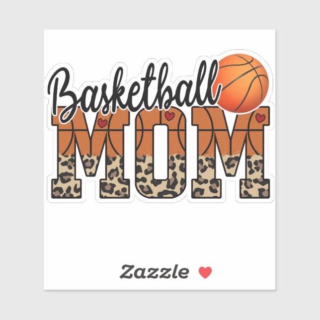 Basketball Mom Leopard Print Ball Sticker (Sheet)