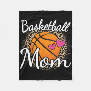 Basketball Mom Leopard Print Basketball Women Mama Fleece Blanket