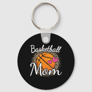 Basketball Mom Leopard Print Basketball Women Mama Keychain