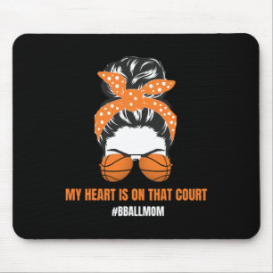 Basketball Mom Messy Bun Proud Mama Bball Basketba Mouse Pad
