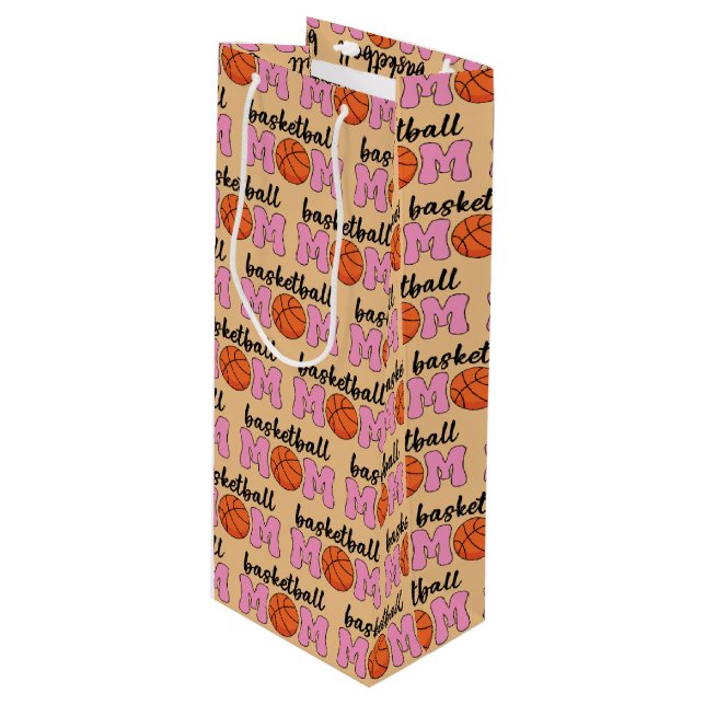 Basketball Mom Mothers Day Pattern Wine Gift Bag (Front Angled)
