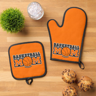 Basketball Mom Screwball Graphics Oven Mitt & Pot Holder Set