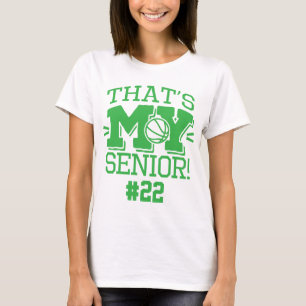 Basketball Mom Senior Green Jersey Number & Name T-Shirt