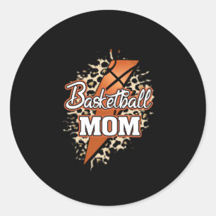 Basketball Mom Tiger Thunder Bolt Classic Round Sticker