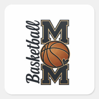 Basketball Mom Varsity Style Gold Sports Team Spir Square Sticker