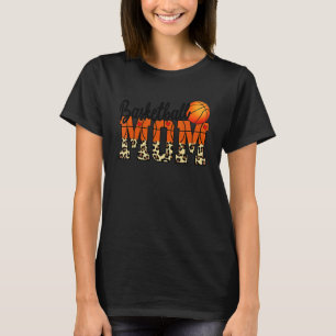 Basketball Mom With Leopard And Red Heart For Moth T-Shirt