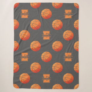 Basketball Monogram Name Blanket - Letter E