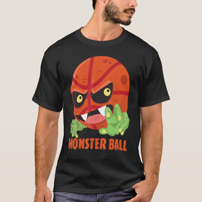 Basketball Monster Ball Scary Cool Player Hallowee T-Shirt (Front)