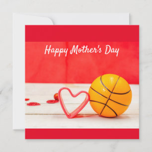 Basketball Mother's Day to mom with love red heart