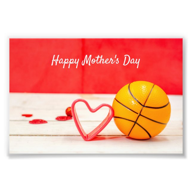 Basketball Mother's Day to mom with love red heart Photo Print (Front)
