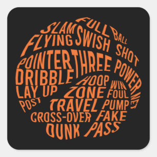 Basketball Motivational Word Cloud Art Square Sticker