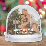 Basketball MVP Sports Romantic Couple Photo Custom Snowglobe<br><div class="desc">Basketball MVP Sports Romantic Couple Modern Photo Template Custom Snow Globes features your favourite photo with your personalized names with the customizable text "You're my MVP" in modern calligraphy script. Makes a fantastic gift for sports lovers for Christmas, holidays, birthday, anniversary, Valentine's Day and more. Personalize by editing the text...</div>
