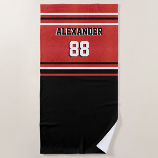 Basketball Name and Jersey Number Beach Towel