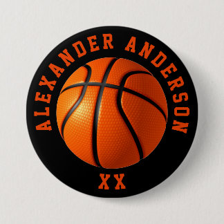 Basketball Name and Jersey Personalize 3 Inch Round Button
