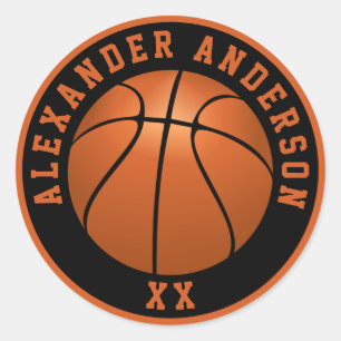 Basketball Name and Jersey Personalize Classic Round Sticker