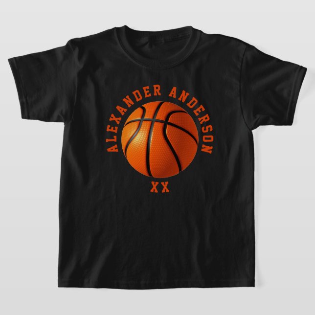 Basketball Name and Jersey Personalize T-Shirt (Laydown)