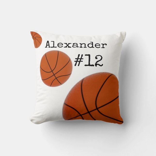 Basketball Name and Number White background  Throw Pillow (Front)