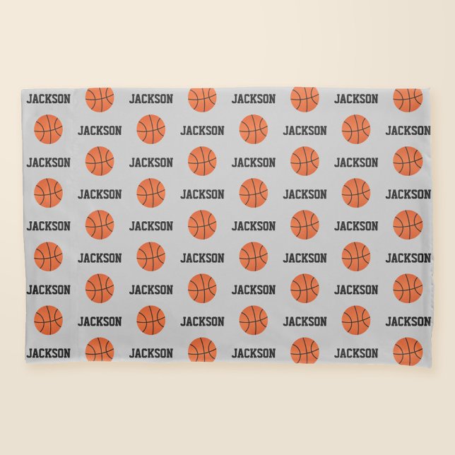 Basketball Name Pattern Grey Pillowcase (Creator Uploaded)