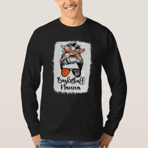 Basketball Nanna Vintage Leopard Messy Bun Bleache T-Shirt