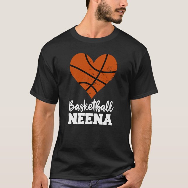 Basketball Neena Basketball Heart Grandma Neena T-Shirt (Front)