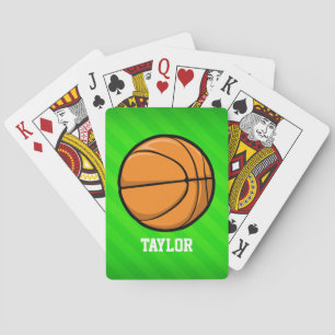 Basketball; Neon Green Stripes Playing Cards