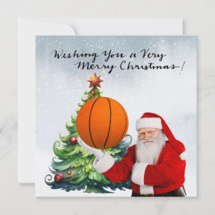 Basketball Noël Carte de vacances avec le Père Noë