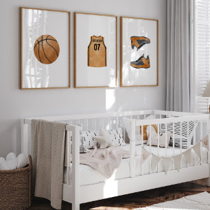 Basketball nom personnalisé jeu de 3 affiches