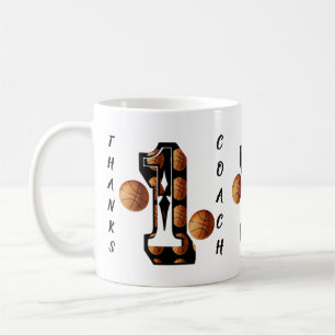 Basketball Number 1 Logo, Thanks Coach, Coffee Mug